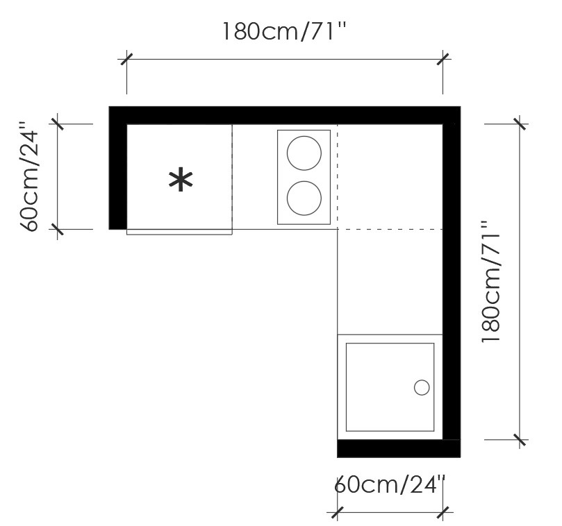 L-shaped kitchen floor plan