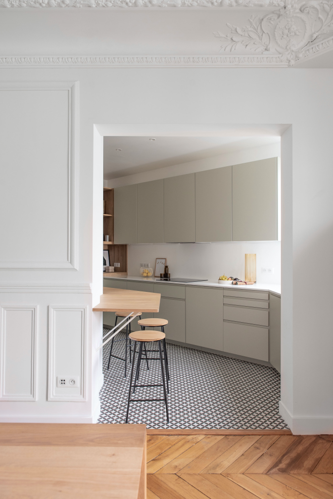 White minimalist kitchen interior design