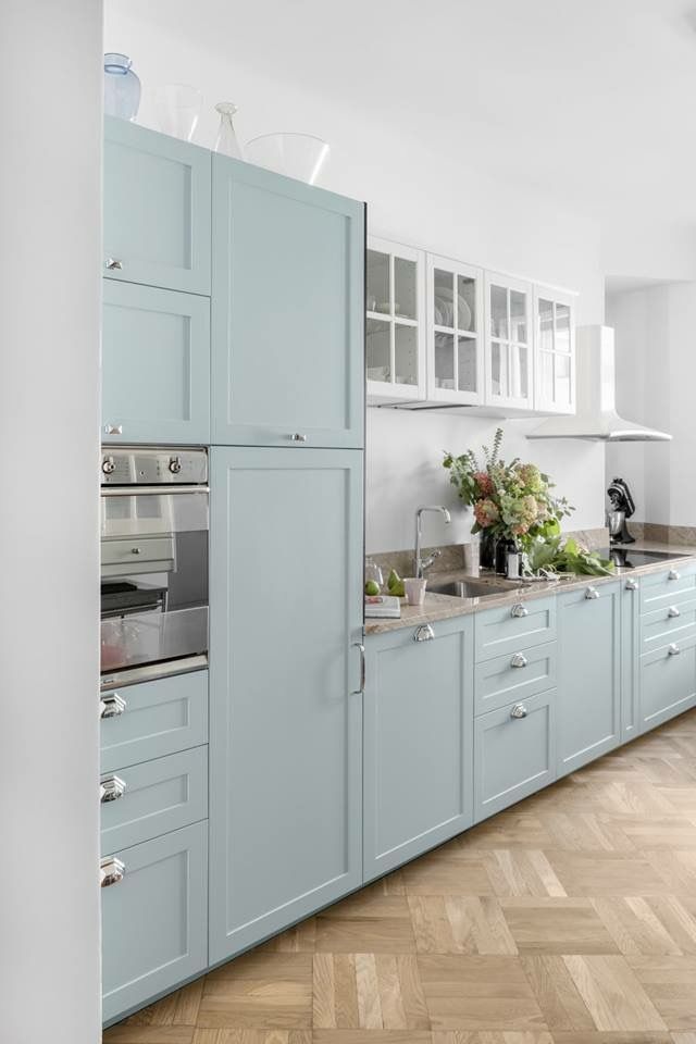 Pale blue wall cabinet