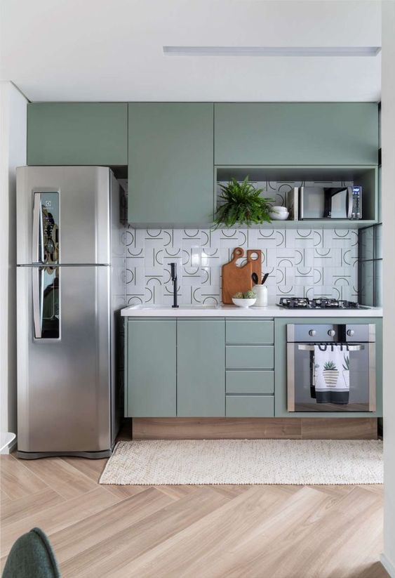 Green kitchenette design