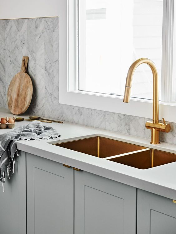 Golden kitchen sink