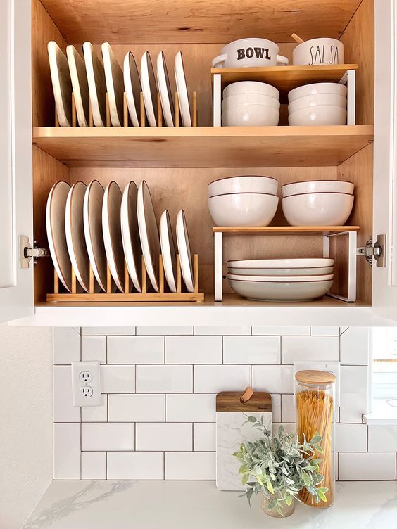 Tiny kitchen shelf risers