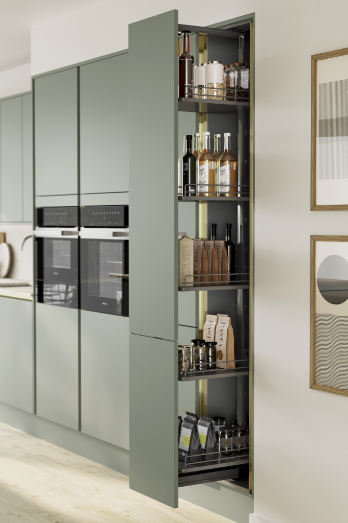 Kitchen storage green cabinet
