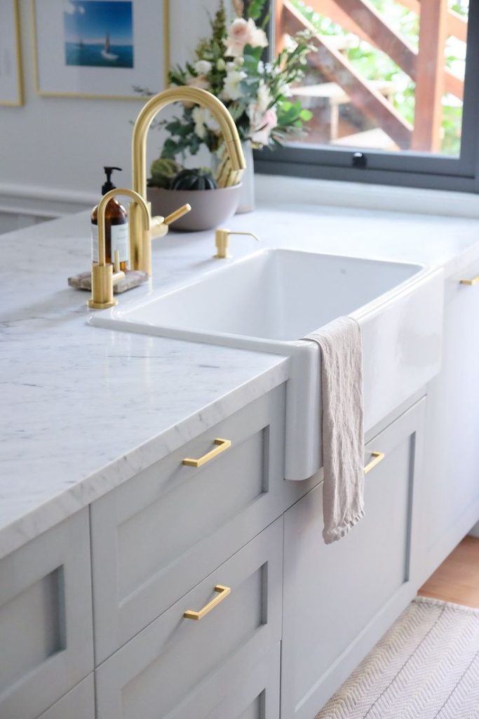 Single sink and recessed panel cabinets