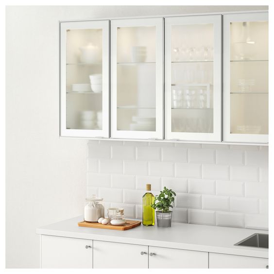 Ikea JUTIS kitchen glass door cabinets