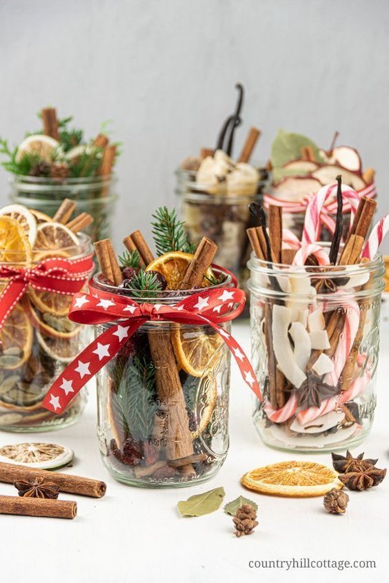 Christmas jars with candy canes