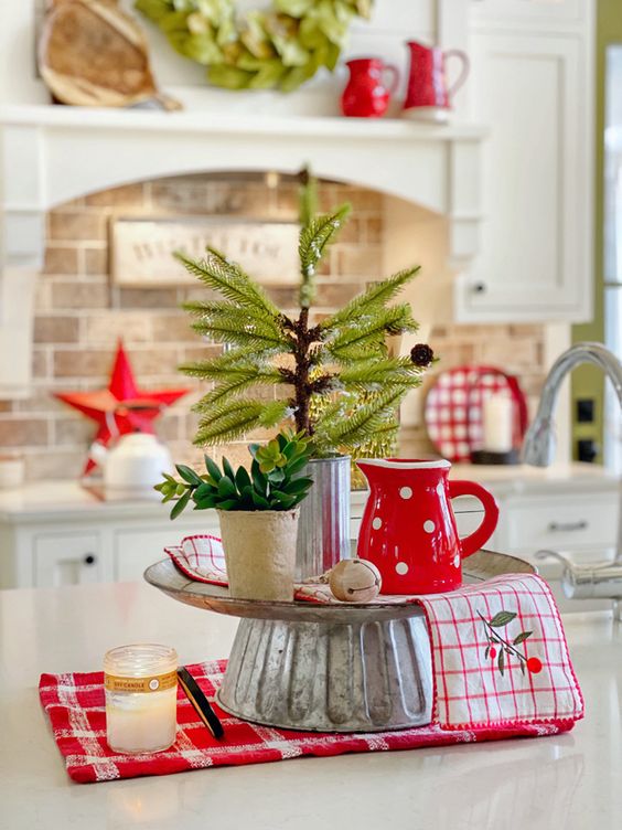 Christmas kitchen natural focal point and range hood