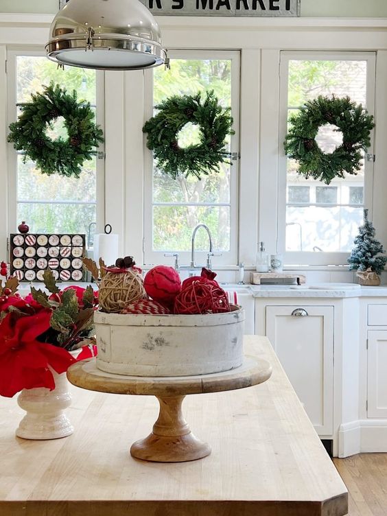 Christmas kitchen decor with candy canes