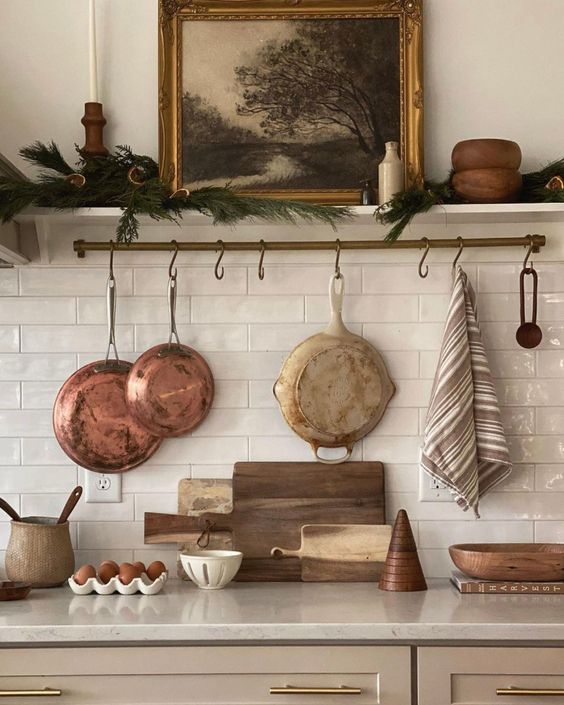 Rustic kitchen with subway tile