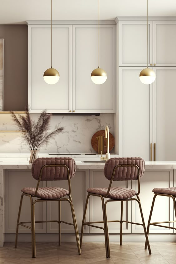 Kitchen lighting ideas with gold pendants